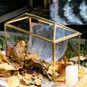 NCYP 12.6" x 5.9" x 9" Glass Wedding Cards Box with Slot and Lock for Party Reception, Centerpiece, Home Decorative, Gold (Glass Box Only) Slot Length 7.3 Inches