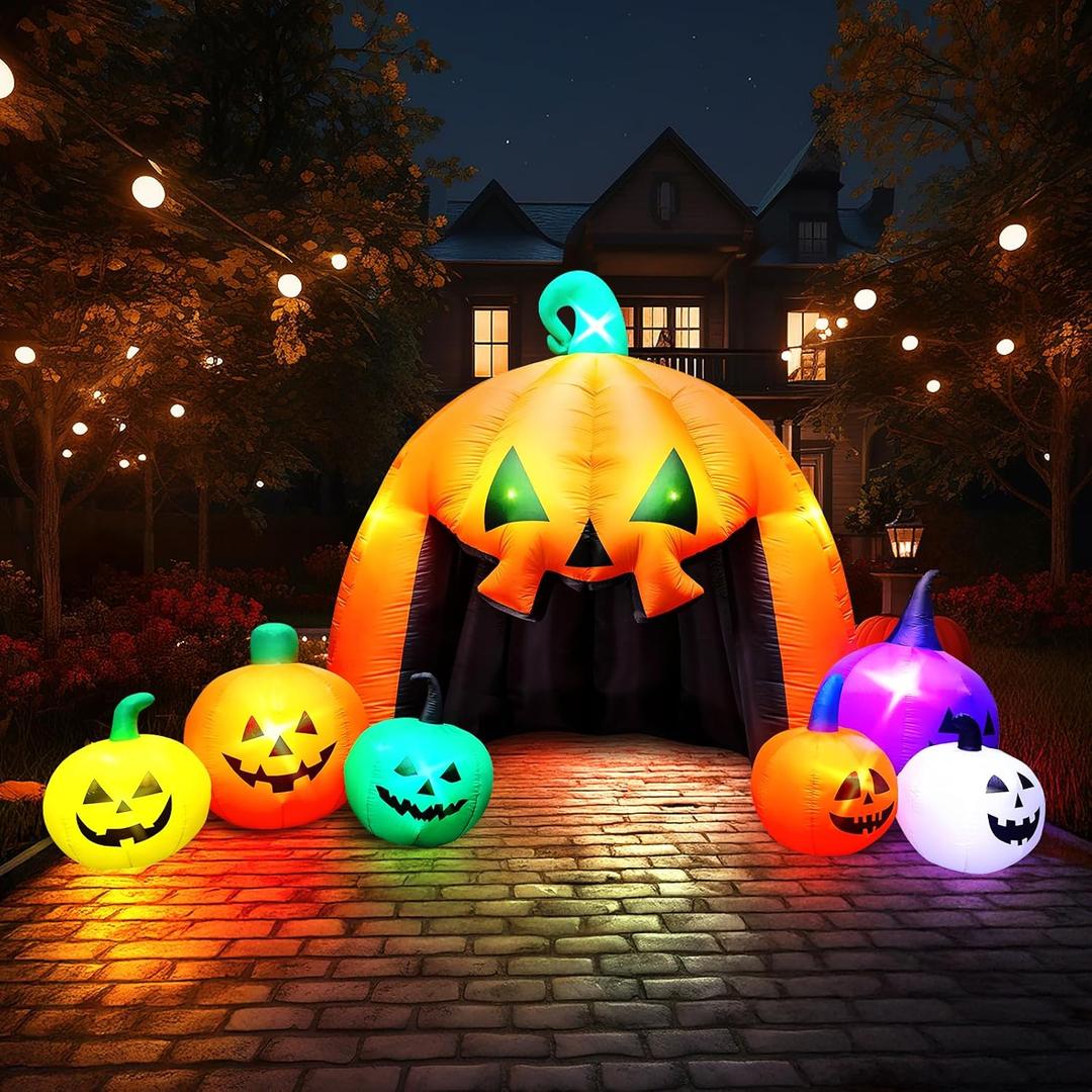 MGparty 14.5FT Halloween Inflatables Pumpkin Decorations Outdoor Built-in LED Lights Blow Up Pumpkin Inflatable Giant Halloween Yard Decoration for Indoor Outdoor Holiday Lawn Garden Decor