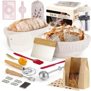 Bread Proofing Basket Set, Round 9" & Oval 10" Sourdough Proofing Basket for Bread Making Tools and Supplies, Sourdough Bread Baking Supplies, Ideal Basket Gift Set for Artisan Bakers