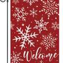 Louise Maelys Welcome Winter Garden Flag Snowflake 12x18 Inch Double Sided Christmas Xmas Holiday Seasonal Plaid Small Burlap Yard Sign Outside Home Outdoor House Decoration
