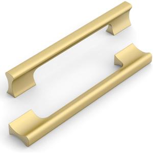 10 Pack 6.3 Inch(160mm) Kitchen Cabinet Handles Brushed Gold Cabinet Pulls Kitchen Cabinet Hardware Drawer Pulls for Cupboard Wardrobe