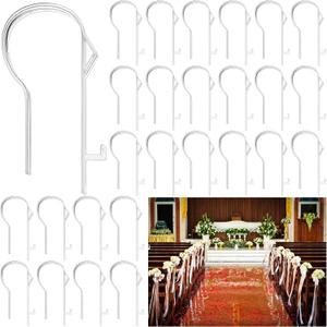 Vercraft 24 Pcs Wedding Church Pew Clips Bulk Heavy Duty Plastic Hooks Clear Chair Wreath Hanger Pew Flower Holders for Wedding Ceremony Church Aisle Chair Table Bow Garland Decorations