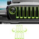 Grille Grill Insert+Headlight Turn Light Cover Compatible with 2018-2023 Jeep Wrangler JL JLU Sport/Sport S Only,Not for Sahara,Rubicon 4xe(Green)