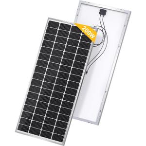 BougeRV 9BB Cell 200 Watts Solar Panel,23% High-Efficiency Mono Module Monocrystalline Technology Work with 12 Volts Charger for RV Camping Home Boat Marine Off-Grid