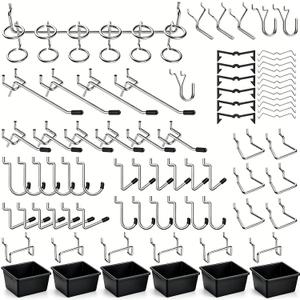 Pegboard Hooks Assortment, for Organizing Various Tools, with Pegboard Bins