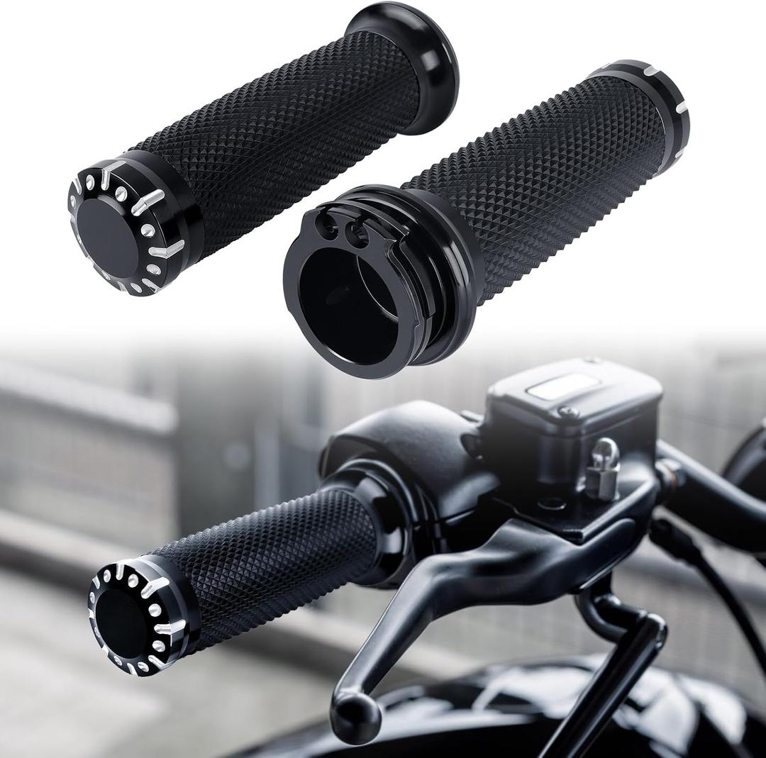 DREMIZER 1 Inch/25mm Motorcycle Handle Grips Handlebar Grips Cable Throttle Compatible with Harley Honda Yamaha Kawasaki Suzuki Dyna Sportster Street Glide 883 1200