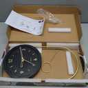 Driini Decorative Wall Clock with Pendulum (Black)  Modern Wood, 3D Gold Numbers, Metal Frame  Small, Unique Wall Clocks for Living Room Decor or Bathroom - Battery Operated, Silent, Non-Ticking