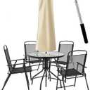 OKPOW Umbrella Covers for Outdoor Umbrellas - Small Patio Umbrella Cover for 6 ft to 9 ft Outdoor Table Umbrella - Waterproof Windproof Anti-UV Garden Parasol Covers, Khaki