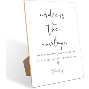 Address the Envelope Sign, Minimalist Style Wooden Sign with Stand for Gender Reveal Party, Reception and Baby Shower Activities, Party Supplies and Decorations,Gender Reveal Gifts Ideas,8