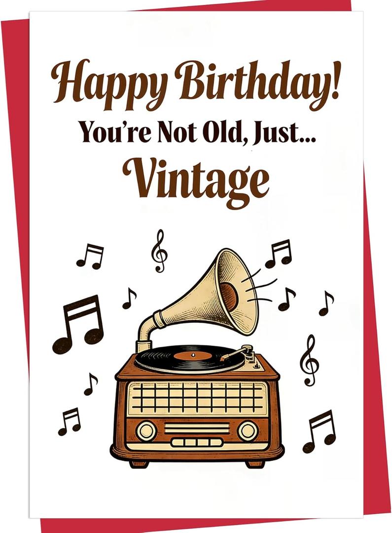 2 x Elegantly Humorous Just Vintage Birthday Card for Elderly, Parents, Boss  Respectful & Witty Greeting Card from Child, Team, Employee  Thoughtful Gift Set (QY-9)