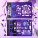 18 Pcs Domestic Violence Awareness Month Gifts, End The Silence Notebook & Purple Ribbon Pens Set for International Day for The Elimination of Violence Against Women, School Public Charity Gift