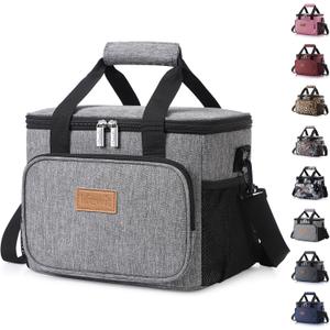 Lifewit Large Lunch Bag Insulated Lunch Box Soft Cooler Cooling Tote for Adult Men Women, Gray 12-Can (8.5L) (Medium)