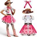 Spooktacular Creations Halloween Cowgirl Costume for Girls, Toddler White Cowgirl Dress Outfit with Western Hat for Kids Dress-Up, Cosplay and Themed Party (Large, 10-12 yrs)