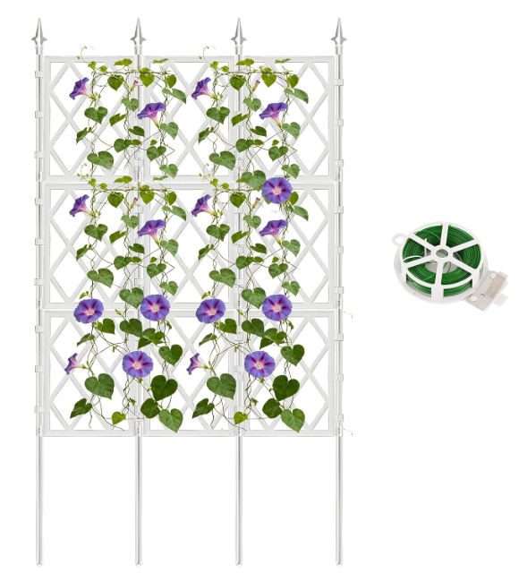 5.25FT Garden Trellis for Climbing Plants Outdoor, White Iron Pipe Support Fence, Metal Wall Trellis Climbing Frame, Trellis for Potted Plants Indoor for Ivy Vines Vegetable Flower