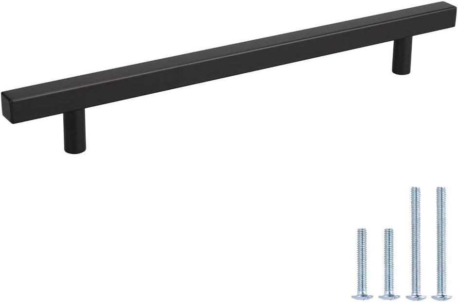 Peaha Cabinet Handles Black Kitchen Cabinet Pulls Black 5 Pack - J22BK 7.5in Drawer Pulls Matte Black Bathroom Cabinet Hardware for Bathroom, Bedroom, Wardrobe (10in Length(7.5 in Hole Centers))