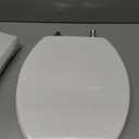 Angol Shiold Wood Toilet Seat, Zinc Alloy Hinges (Elongated, White)