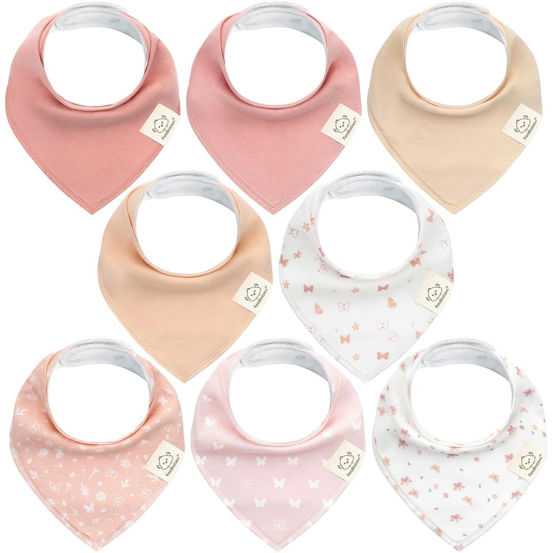 KeaBabies 8Pack Organic Baby Bandana Bibs for Girls  Super Absorbent Triangle Baby Bibs for Drooling and Teething Infant, 100% Cotton Extra Soft for Newborn, Infant 036 Months (Butterflies)