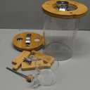 HBlife 5-7 Lbs Glass Rice Dispenser with Wooden Stand Flour and Cereal Container with Glass Measuring Cup Pantry Food Organization Storage Bin with Airtight Bamboo Lid, 3L