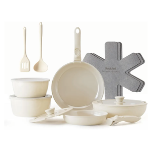 Astercook Pots and Pans Set Non Stick, Ceramic Cookware Set Non Toxic, 18 Pcs Dishwasher Safe Induction Cookware for Everyday Cooking & Kitchen Gifts