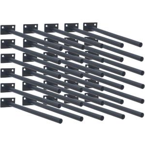 30 Pcs 10" Black Steel Floating Shelf Bracket Blind Shelf Supports - Hidden Brackets for Floating Wood Shelves - Concealed Blind Shelf Support  Screws and Wall Plugs Included