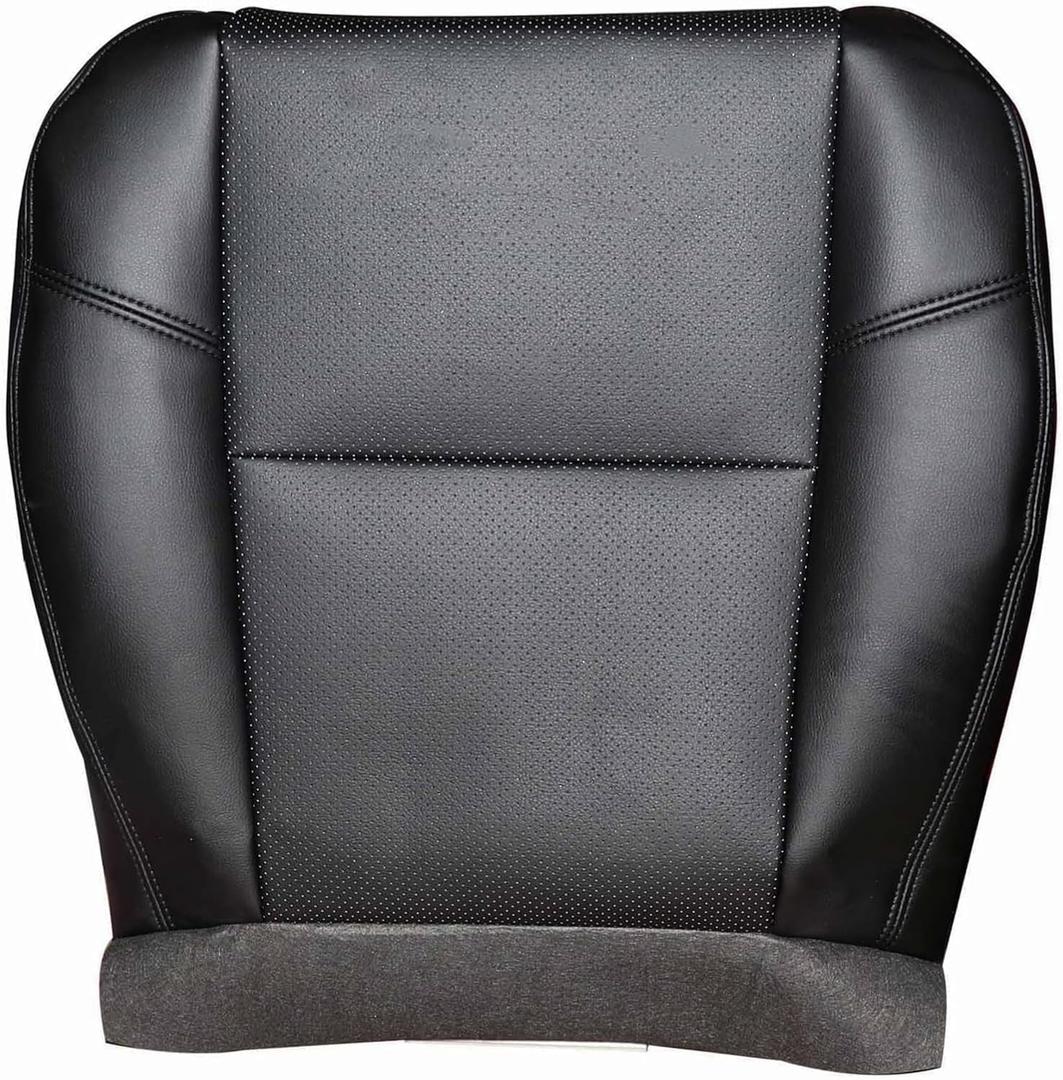 NLQR Front Driver Or Passenger Side Bottom Replacement Perforated Leather Seat Cover Ebony Black #194 196 197 Compatible with Cadillac Escalade EXT ESV AWD 2007 2008 2009 2010 2011 2012 2013 2014
