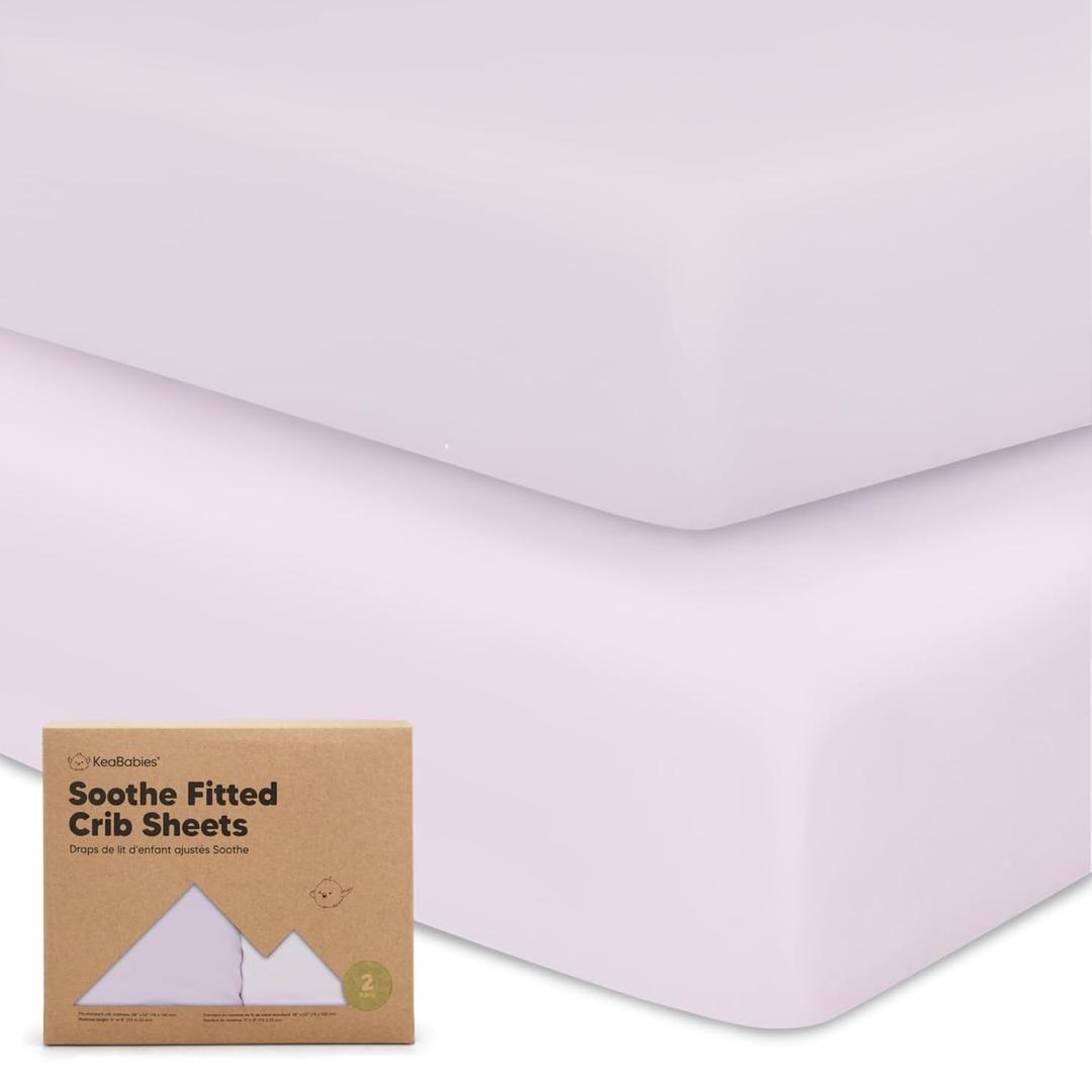 KeaBabies 2-Pack Organic Crib Sheets for Boys, Girls - 52x28 Fitted Crib Mattress Sheet Neutral, Breathable Jersey Cotton Cover for Baby Bed, Toddler Mattress, Soft & Cute Prints (Thistle)