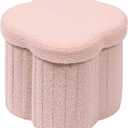 B FSOBEIIALEO Storage Ottoman Cube, Flowers Shaped Ottomans with Storage Foot Stool Footrest for Lving Room, Boucle Ottoman Seat for Dorm Room,Faux Teddy Fur, Pink 12.6"x12.6"x12.6"