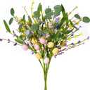 Woosir 6PCS Easter Egg Stems Flowers Artificial Spring Flowers Floral Stem Decorations Artificial Floral Picks and Sprays Berry Stem for Easter Home Vase Table Centerpieces Wreath