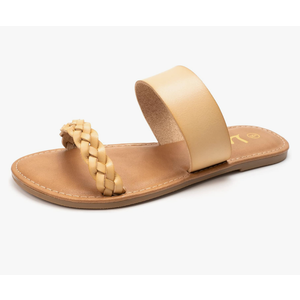 LM Women's Braided Slide Sandals Open Toe Two Band Slip On Flat Sandals Casual Summer Sandals 7