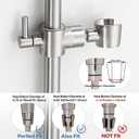 Shower Slide Bar Adjustable Handheld Shower Head Holder Wall Mount - 15inch All-Metal Shower Head Slide Bar Compatible with Bathroom Drill Free Glue Installation - Brushed