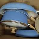 GoodCook 10-Piece Healthy Ceramic Titanium-Infused Cookware Set, Light Blue – Pots, Pans, Steamer, Spoon & Turner – Induction Cookware, Kitchen Pots & Pans Set, Nonstick Cooking Pan Set