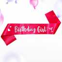 Birthday Girl Sash for Women Foil Letter for Women 21st 30th 40th 50th 60th Gifts Red and Silver Birthday Party Decorations and Supplies