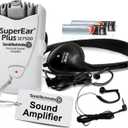 SuperEar Personal Sound Amplifier, Pocket Sound Amplifier, Headphones & Discreet Earbuds w/Auto Shut Off & Case, On/Off Volume Control, Increased Audio for Seniors, Adults, & Elderly - Plus SE7500