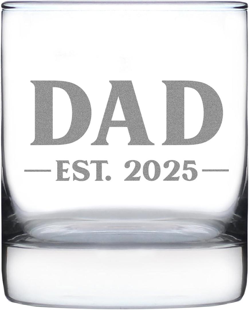 Dad Est 2025 - New Father Whiskey Rocks Glass Gift for First Time Parents - Bold 10.25 Oz Glasses Dad Est 2025 - New Father Whiskey Rocks Glass Gift for First Time Parents - Bold 10.25 Oz Glasses