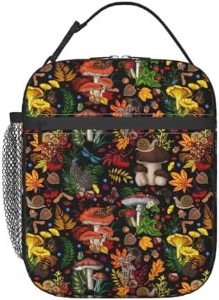 cromcu Insulated Lunch Box for Women Men Kids Mushroom Lunch Box for Work,Picnic,School,Travel,Hiking,Beach or Fishing Polyester Mushroom Theme Lunch Bag