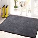 PURRUGS Dirt Trapper Door Mat 24" x 35.5", Non-Slip Machine Washable Entry Rug, Shoe Scraper, Dog Doormat, Super Absorbent Welcome Mat for Front & Back Door, Muddy Shoes & Paws, Bluish Grey-Black