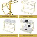 10in Bathroom Organizer Countertop Perfume Organizer Makeup Organizer Cosmetics Storage Display Rack Vanity Tray Dresser Stainless Steel Gold Shelf White Marble Ceramic Tray