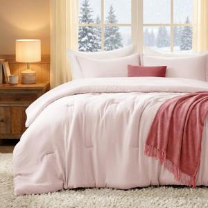 Full Comforter Sets Blushpink,3PCS Soft Lightweight Breathable Bedding Comforter Sets for All Season, Full Size(82''86'' Comforter & 2 Pillowcases)