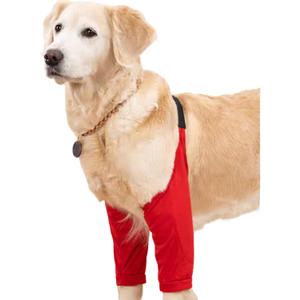 HDKUW Dog Elbow Protector, Dog Front Leg Recovery Sleeve for Prevent Licking Wound, Elbow Sleeves with Mesh Pad for Medium Large Dogs (Red, XL)