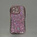 FABSPARK Case for iPhone 16 Pro,Glitter Crystal Diamond Rhinestones Sequin Shiny Bling Sparkly Glossy Luxury Electroplated Case,Aesthetic Cute Full Protection for iPhone 16 Pro,Pink