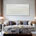 Framed Neutral Abstract Wall Art White Pictures Wall Decor Textured Canvas Painting Artwork for Dining Room Bedroom Home Decorations 24x48 Inch