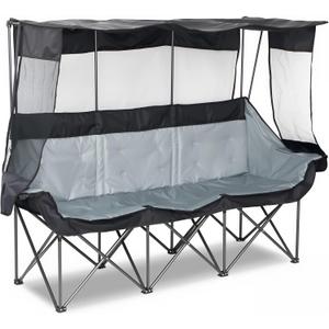 Oversized 3 Person Camping Chair with Canopy Shade Fully Padded Outdoor Folding Camping Chair Suitable For Outdoor Camping, Lawns, And Backyards Equipped With Cup Holders And A Portable Storage Bag