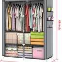 YOUUD Wardrobe Storage Closet Clothes Portable Organizer Closets Shelf Standing Brown (Grey)