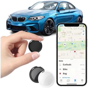 2 Pack Mini GPS Trackers for Vehicles Work with Find My (iOS Only) Real Time Car Tracker Tags Hidden Car Locator Tracking Device Global Coverage No Monthly Fee or Subscription No SIM Card Required