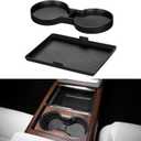 BASENOR Tesla Model S Model S Plaid Model X Model X Plaid Center Console Storage Organizer Box Tray Pad TPE Cup Holder Insert Mat for Tesla Interior Accessories 2025 2024 2023 2022 (2 PCS)
