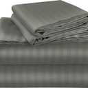 ROYALE LINENS 3 Piece Twin XL Sheets Set - Soft Brushed 1800 Microfiber - 1 Fitted, 1 Flat Sheet, 1 Pillow case - Wrinkle Free & Fade Resistant - Hotel Luxury Bed Sheets (Stripe Grey, Twin XL)