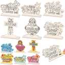 Kosiz 24 Pcs Color Your Own Christian Wooden Crafts DIY Religious Christmas Table Sign to Paint Sunday School Crafts Gifts Jesus Loves Me Table Decor for School Classroom Art Party Home Activities