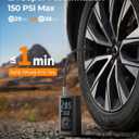 Syncwire Tire Inflator Portable Air Compressor - 150PSI 2X Faster Inflation Smart Air Pump for Car Tires [Extra-Large LCD] with Digital Pressure Gauge, Auto Shut-Off for Car, Motorcycle, Bike & Balls (Black)