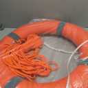 Life Ring Buoy Boat Safety Throw Ring with Water Floating Lifesaving Rope 98.4FT Set, Outdoor Professional Throwable Flotation Device, 28"