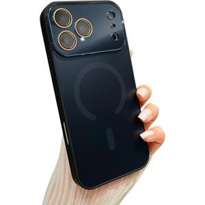 Caseative Crystal Camera Lens Protection Candy Color Magnetic Case for iPhone, Compatible with MagSafe Wireless Charging (Black,iPhone 17 Pro)